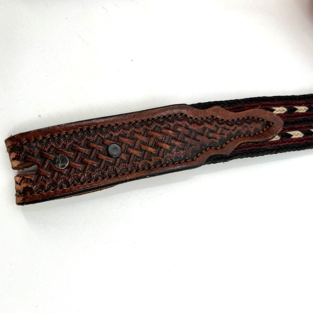 Western Horsehair Braided Belt‎ Blank Size 36 Hand Tooled Leather Brown - Picture 6 of 7